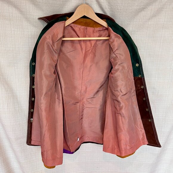 $800 Firm! VINTAGE 70s Patchwork Suede Jacket Boho Funky - Picture 12 of 16
